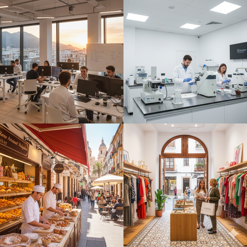 Vista de pymes y negocios en Málaga